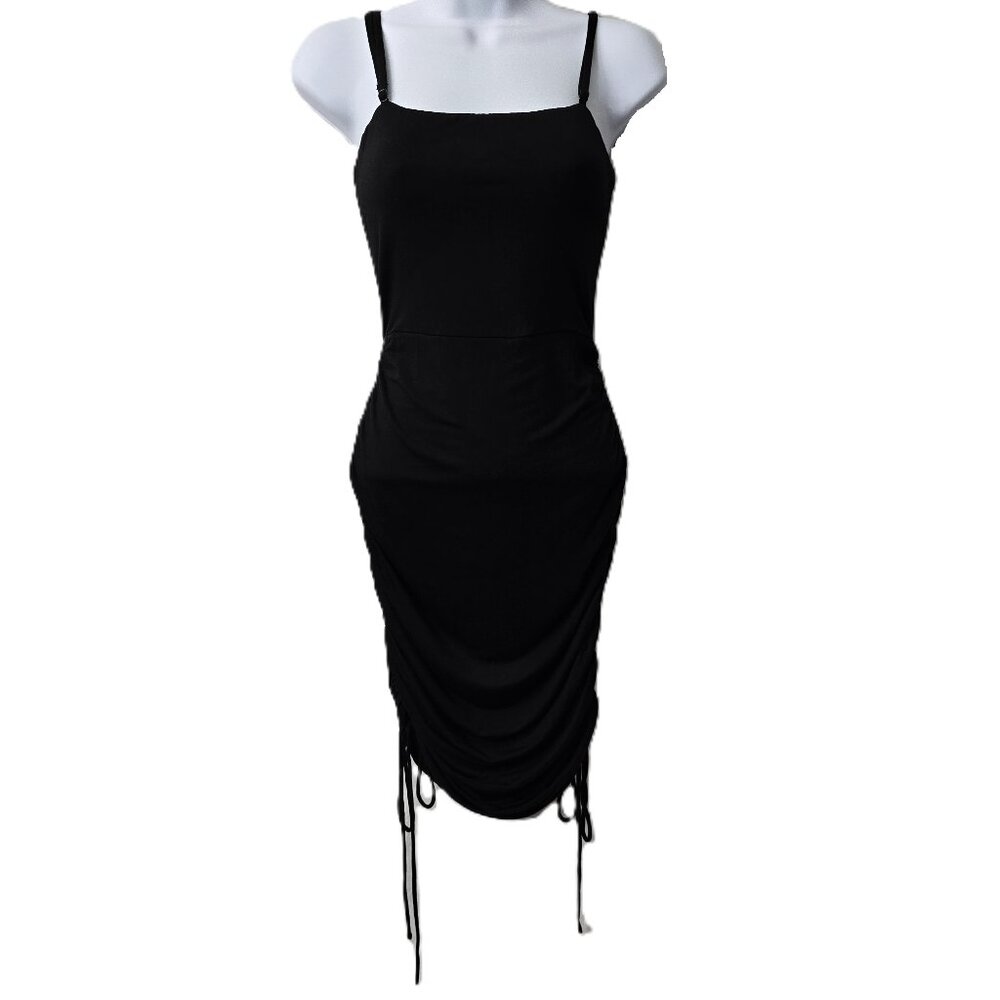 Lovers Friends Little Black Dress M Stretch Shirred Tie Side Beach LBD Sexy NEW